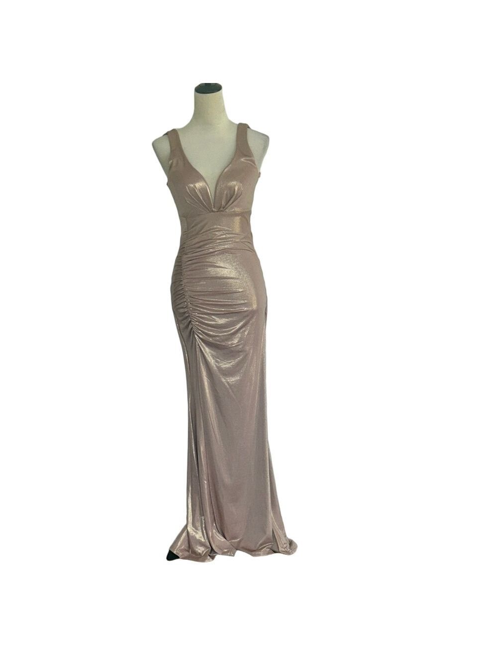 NWT: Windsor: Metallic Rose Gold Gown: Size Small